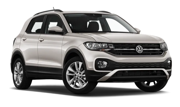 Camioneta Volkswagen T-Cross color gris.
